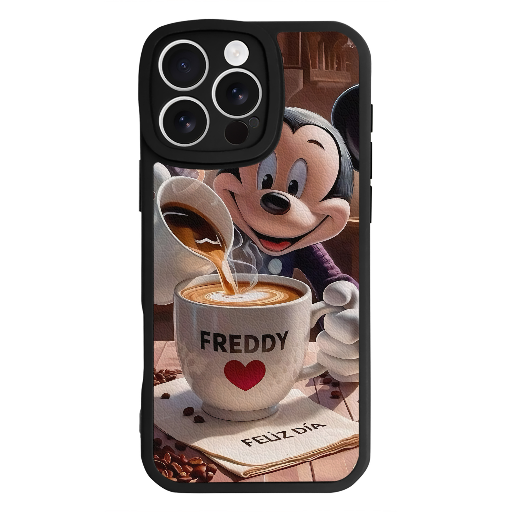 （画像用） ミッキーマウス Mickey Mouse 【iPhone 16シリーズ対応】シリコンスマホケース（レザー調） 材質：シリコン